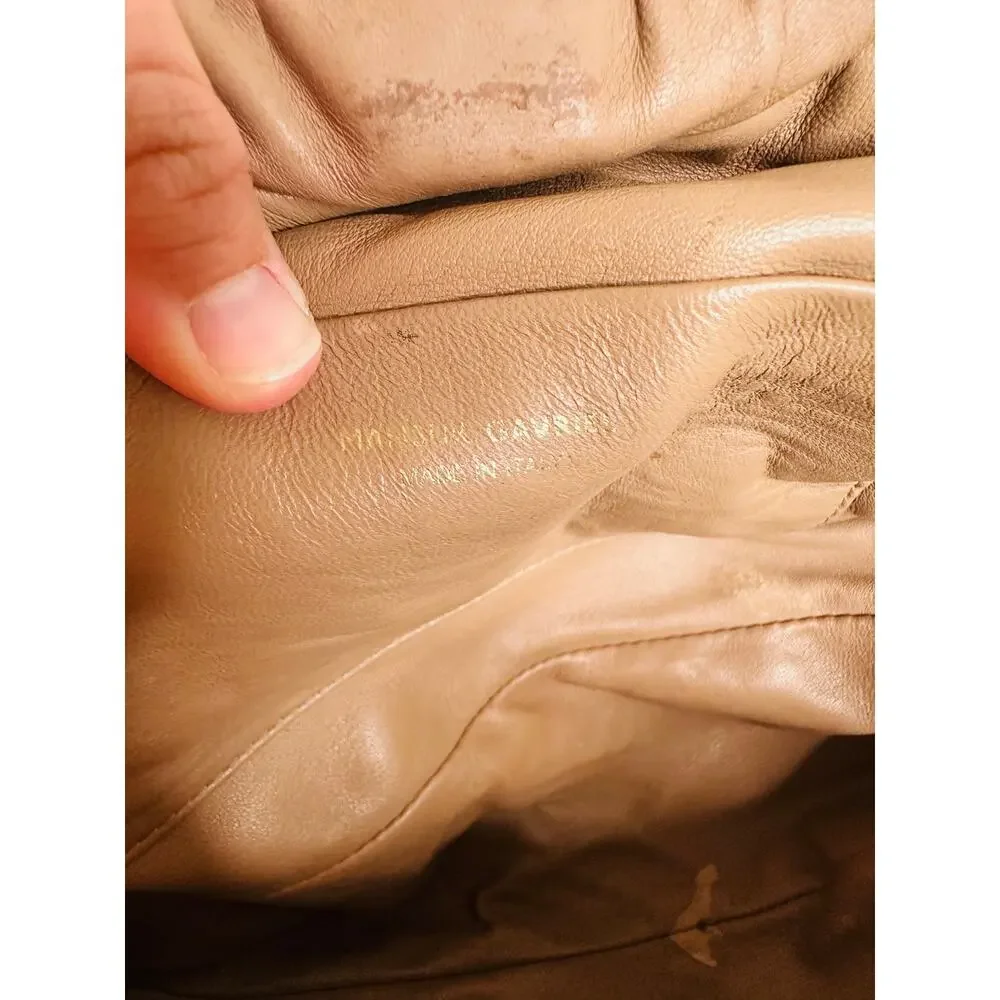 MANSUR GAVRIEL Caramel Tan Lambskin Cloud Clutch Ruched Top Bag Clutch Purse